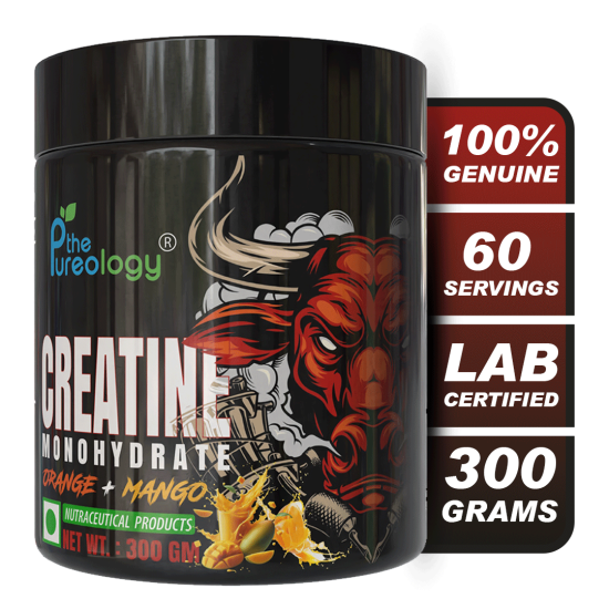 thepureology Creatine Monohydrate Micronized   (300 g, Orange + Mango)