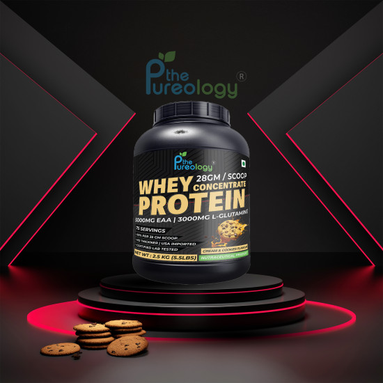 Whey Concentrate Protien | 5000mg EAA | 3000mg L-Glutamine Whey Protein (2.5 kg, Cream and Cookies) Whey Concentrate Protien | 5000mg EAA | 3000mg L-Glutamine Whey Protein (2.5 kg, Cream and Cookies)