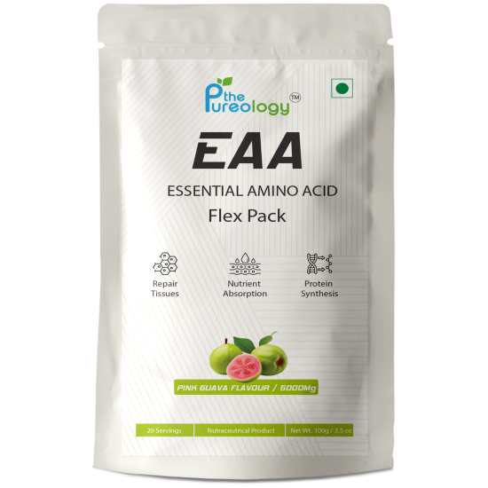 thePureology EAA Essential Amino Acid, Pink Guava Flavour, 5000mg, 20 Servings, 100g