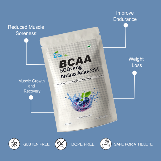 thePurology BCAA 5000mg Amino Acid-2:1:1 Supplement, Blueberry Flavour, 20 Servings, 100g thePurology BCAA 5000mg Amino Acid-2:1:1 Supplement, Blueberry Flavour, 20 Servings, 100g