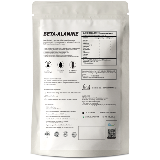thePureology Beta Alanine Unflavoured Supplement, 5000mg, 20 Servings, 100g thePureology Beta Alanine Unflavoured Supplement, 5000mg, 20 Servings, 100g