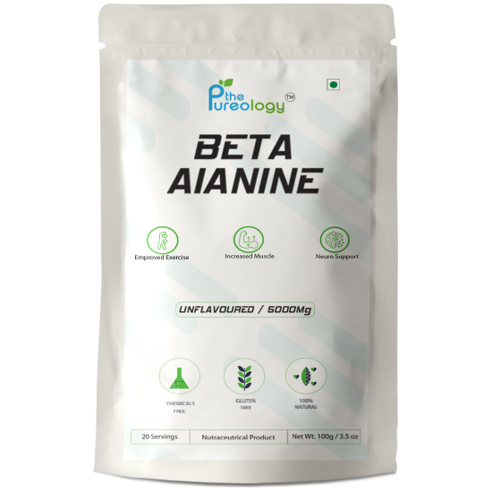 thePureology Beta Alanine Unflavoured Supplement, 5000mg, 20 Servings, 100g thePureology Beta Alanine Unflavoured Supplement, 5000mg, 20 Servings, 100g
