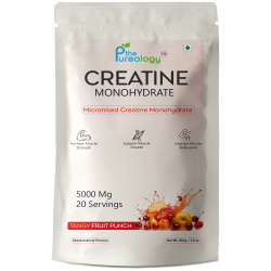 thePureology Creatine Monohydrate Supplement, Micronised, Tangy Fruit Punch Flavour, 5000 Mg, 20 Servings