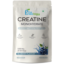 thePureology Creatine Monohydrate Supplement, Micronised, Blueberry Flavour, 5000 Mg, 20 Servings