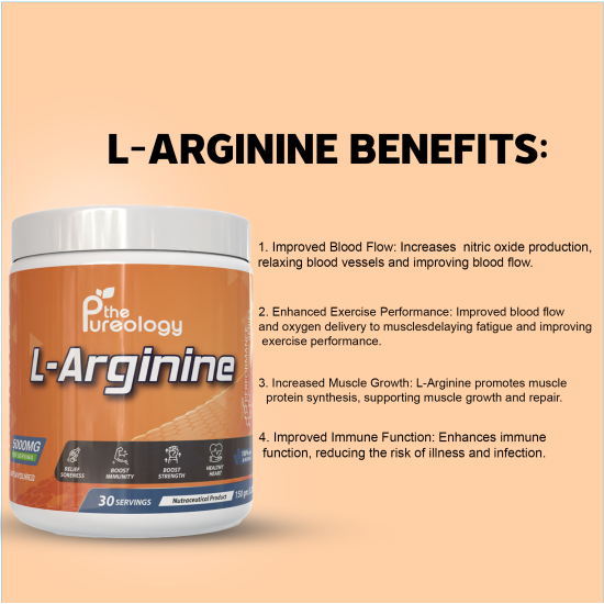 thepureology L-Arginine Supplement, 5000mg, 30 Servings 150 grams, Unflavoured