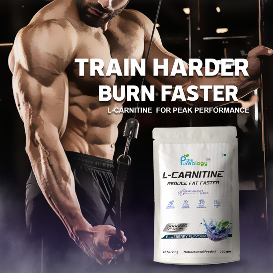 thePureology L-Carnitine Blueberry Flavour Supplement, 5000mg per Serving, 20 Servings, 100gm