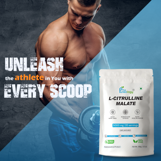 thePureology, L Citrulline Malate powder, 5000 mg, 20 Servings, Unflavoured,100 g thePureology, L Citrulline Malate powder, 5000 mg, 20 Servings, Unflavoured,100 g