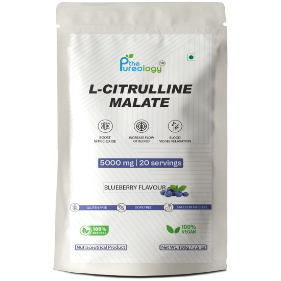 thePureology, L Citrulline Malate powder Blueberry Flavour, 5000 mg, 20 Servings,100 g