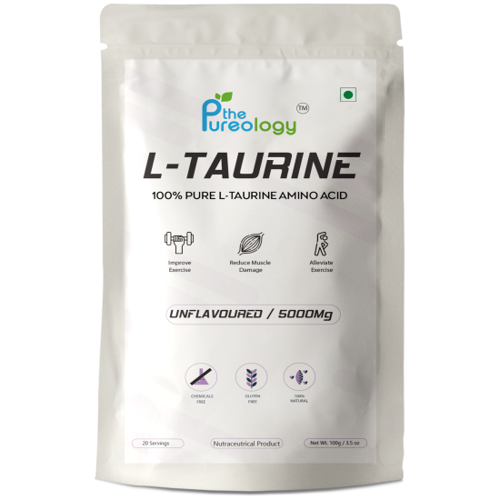 thePureology Pure L-Taurine Amino Acid, 5000mg, Unflavoured, 20 Servings, 100g