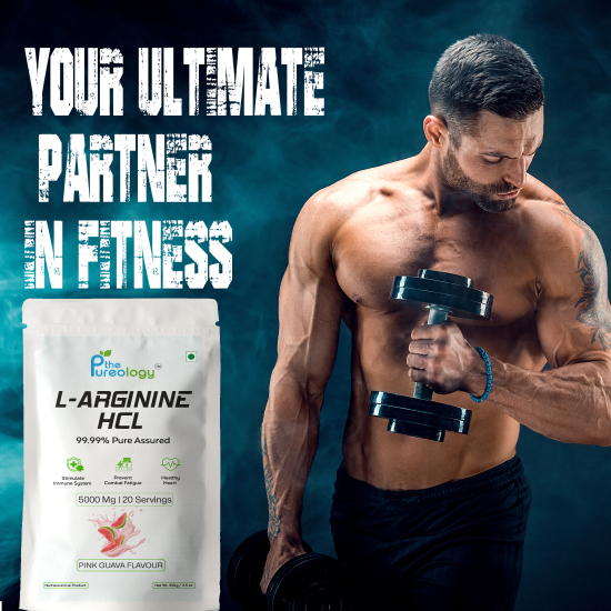 thePureology L-Arginine HCL, 20 Servings, Pink Guava Flavour, 100 grams