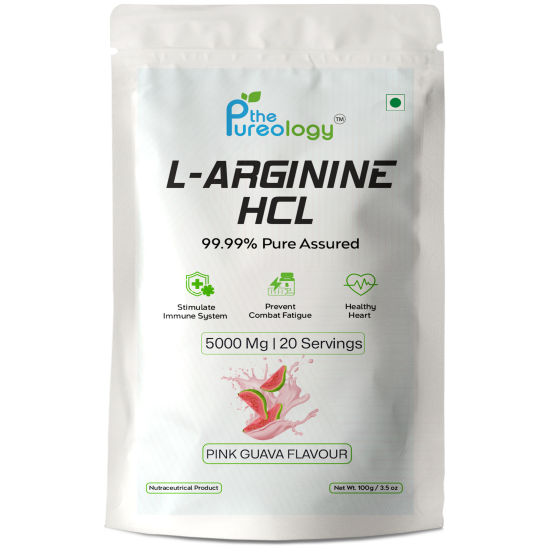 thePureology L-Arginine HCL, 20 Servings, Pink Guava Flavour, 100 grams
