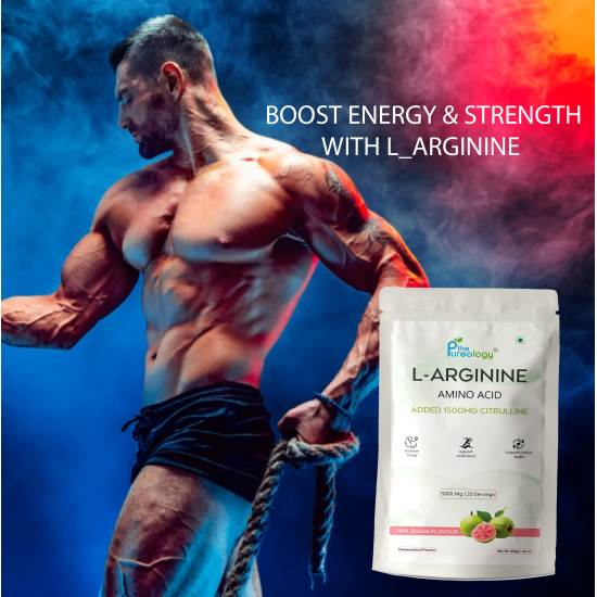 thePureology L-Arginine Amino Acid, 5000 Mg + L-citrulline 1500 Mg, 20 Servings, Pink Guava Flavour thePureology L-Arginine Amino Acid, 5000 Mg + L-citrulline 1500 Mg, 20 Servings, Pink Guava Flavour