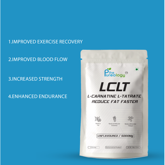 thePureology L-Carnitine & L-Tartrate LCLT Unflavoured Supplement, 5000mg per Serving, 20 Servings, 100gm