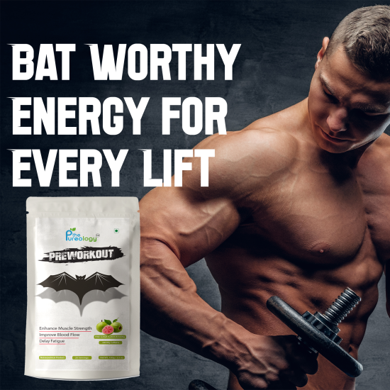 thePureology Pre-Workout Caffeine 300 Energy Supplement Powder for Men, Women | Helps in increasing Performance, Focus and Endurance Pink Guava Flavour, 20 Servings, 100g