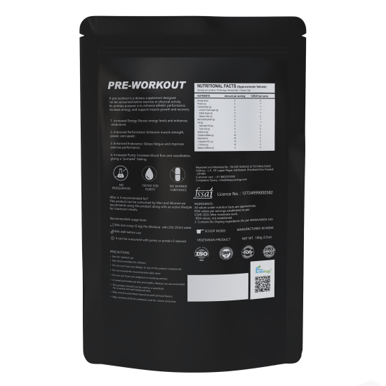 thePureology Pro Pre-Workout Caffeine 300 Energy Supplement Powder for Men, Women | Helps in increasing Performance, Focus and Endurance Blueberry Flavour, 20 Servings, 100g