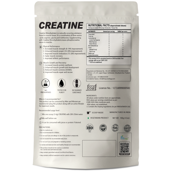 thePureology Creatine Monohydrate Supplement, Micronised, Blueberry Flavour, 5000 Mg, 20 Servings
