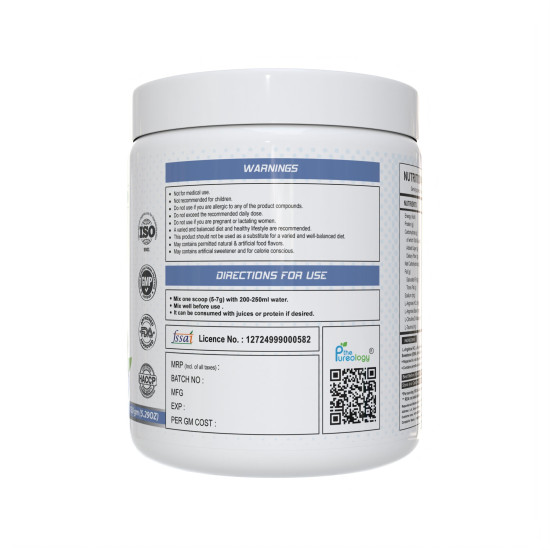 thepureology L-Arginine HCL + Base | 150g | Blueberry Flavour  (5000 mg)
