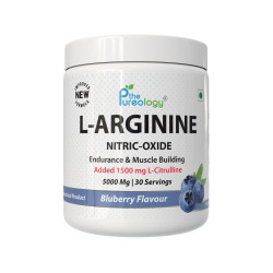 thepureology L-Arginine HCL + Base | 150g | Blueberry Flavour  (5000 mg)