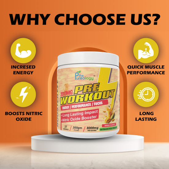 thepureology Pre Workout 8000mg Creatine  (300 g, Mango)