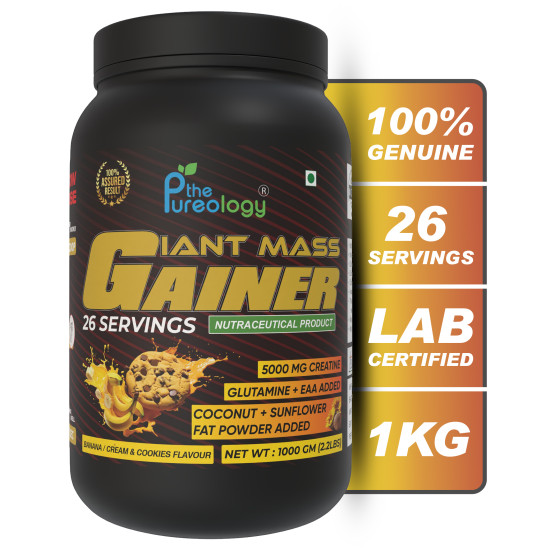 thepureology Giant Mass Gainer Weight Gainers/Mass Gainers  (1 kg, Banana Cream and cookies)