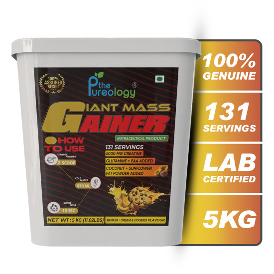 thepureology Giant Mass Gainer Weight Gainers/Mass Gainers (5 kg, Banana Cream and cookies) thepureology Giant Mass Gainer Weight Gainers/Mass Gainers (5 kg, Banana Cream and cookies)